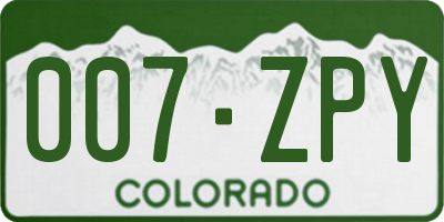 CO license plate 007ZPY