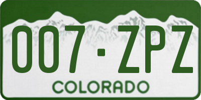 CO license plate 007ZPZ