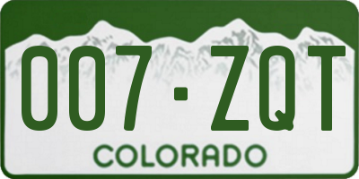 CO license plate 007ZQT