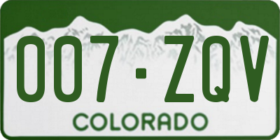 CO license plate 007ZQV