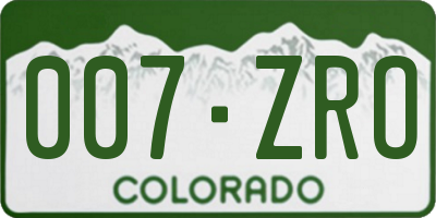 CO license plate 007ZRO