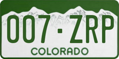 CO license plate 007ZRP