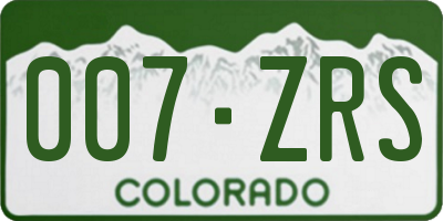 CO license plate 007ZRS