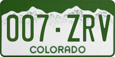 CO license plate 007ZRV