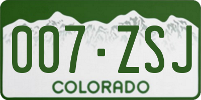 CO license plate 007ZSJ