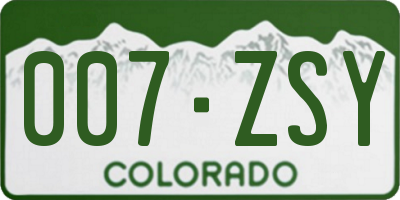 CO license plate 007ZSY