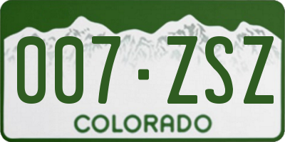 CO license plate 007ZSZ
