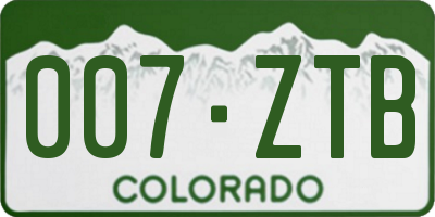 CO license plate 007ZTB