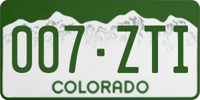 CO license plate 007ZTI
