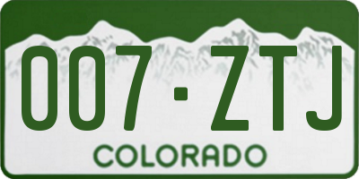 CO license plate 007ZTJ