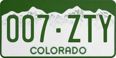 CO license plate 007ZTY