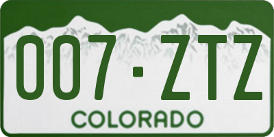 CO license plate 007ZTZ