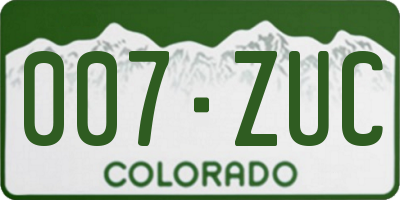 CO license plate 007ZUC