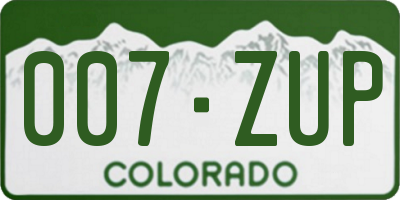 CO license plate 007ZUP
