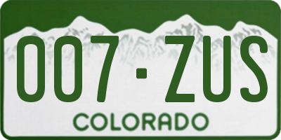 CO license plate 007ZUS