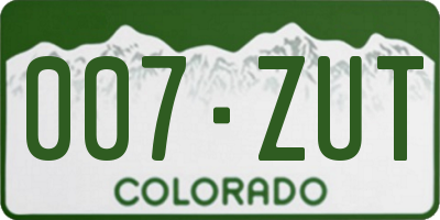 CO license plate 007ZUT