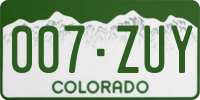 CO license plate 007ZUY