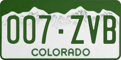 CO license plate 007ZVB