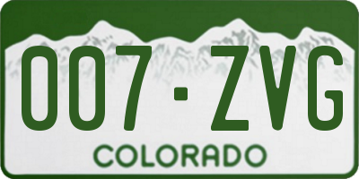 CO license plate 007ZVG