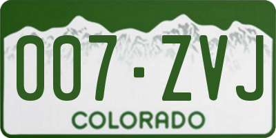 CO license plate 007ZVJ