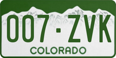 CO license plate 007ZVK