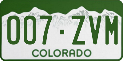 CO license plate 007ZVM