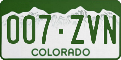 CO license plate 007ZVN
