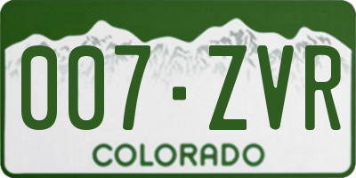 CO license plate 007ZVR