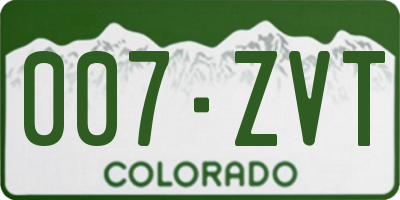 CO license plate 007ZVT