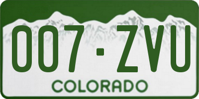 CO license plate 007ZVU