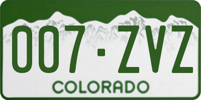 CO license plate 007ZVZ