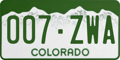 CO license plate 007ZWA
