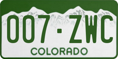 CO license plate 007ZWC