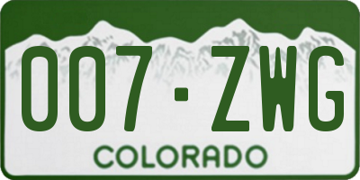 CO license plate 007ZWG