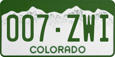 CO license plate 007ZWI