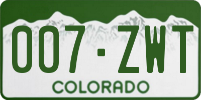 CO license plate 007ZWT