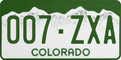 CO license plate 007ZXA