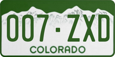 CO license plate 007ZXD