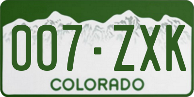 CO license plate 007ZXK