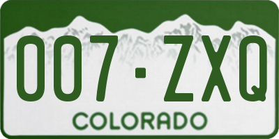 CO license plate 007ZXQ
