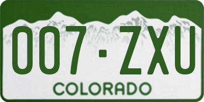 CO license plate 007ZXU
