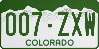 CO license plate 007ZXW
