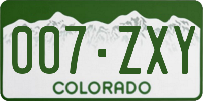 CO license plate 007ZXY