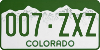 CO license plate 007ZXZ