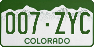 CO license plate 007ZYC