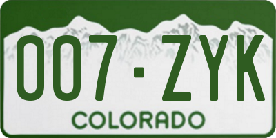 CO license plate 007ZYK