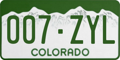 CO license plate 007ZYL