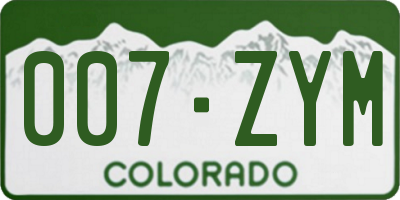 CO license plate 007ZYM