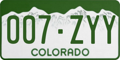CO license plate 007ZYY