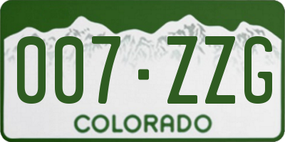 CO license plate 007ZZG
